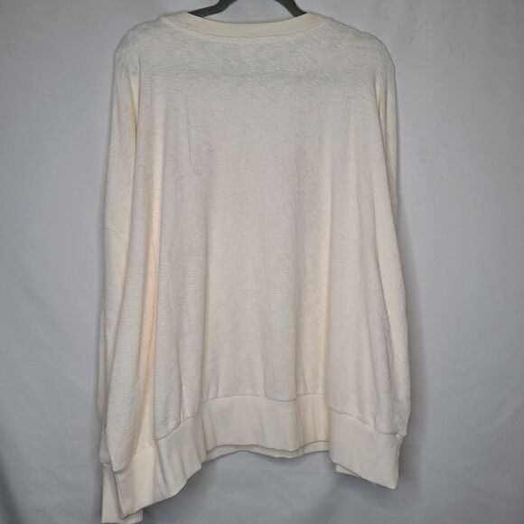 4X Old Navy Loose Cropped Terry Sweatshirt Cream Live By The Sun Summer Embroide - Picture 7 of 7